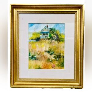 Vintage Original Signed Cal Bonnivier Oil Painting 7.5 x9.5 Framed Art Landscape